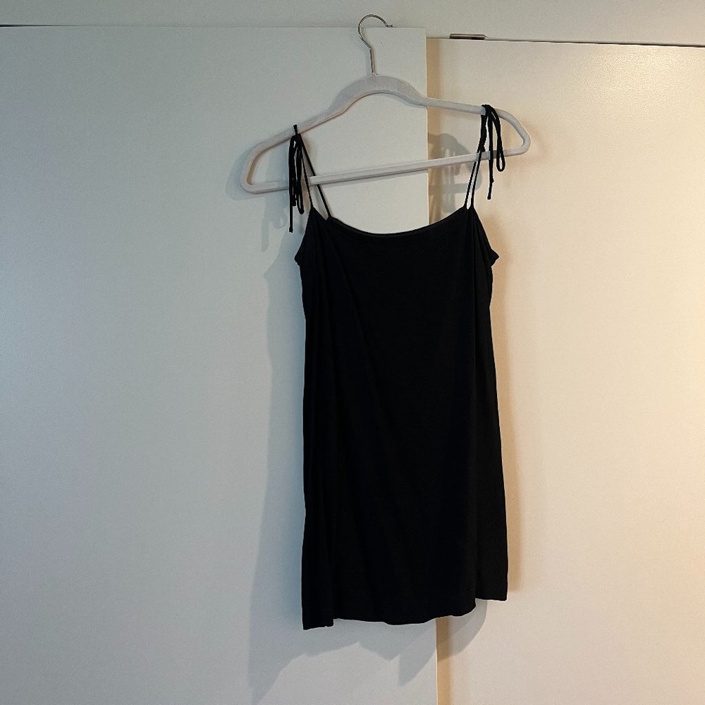 Reformation Black Tie Strap Mini Dress